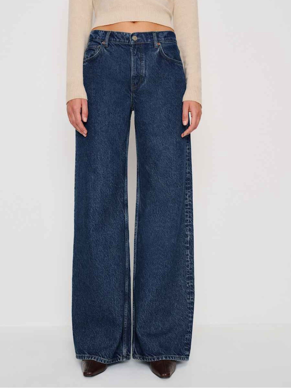 Reformation Cary Low Rise Slouchy Wide Leg Short Jeans